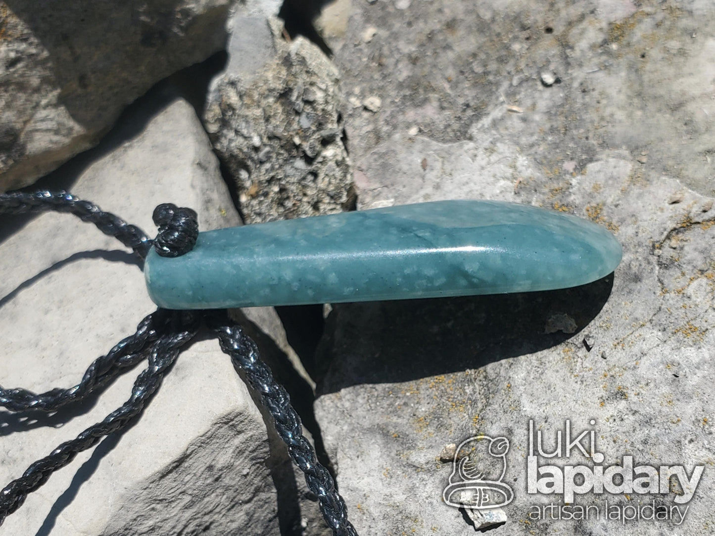 Guatemalan Princessa Jadeite >> Braided Adjustable Necklace >> Mayan Chisel