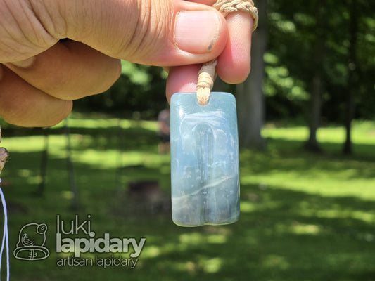 Guatemalan Blue Jadeite Freeform >> Braided Adjustable Necklace >> Mayan Jade >> Translucent Jade