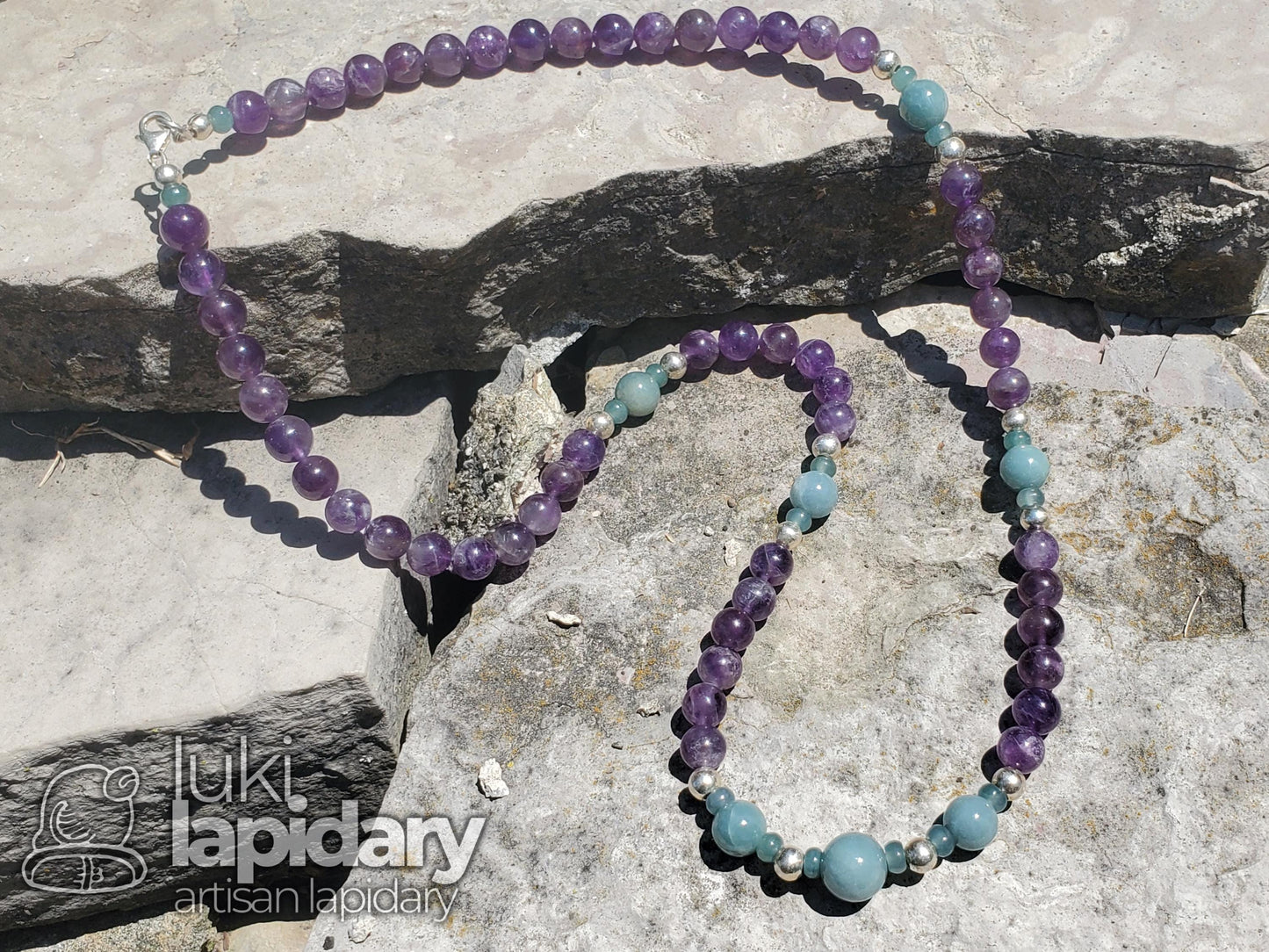 Guatemalan Princessa Jadeite Jade >> Amethyst >> .925 Sterling Silver >> Fully Beaded