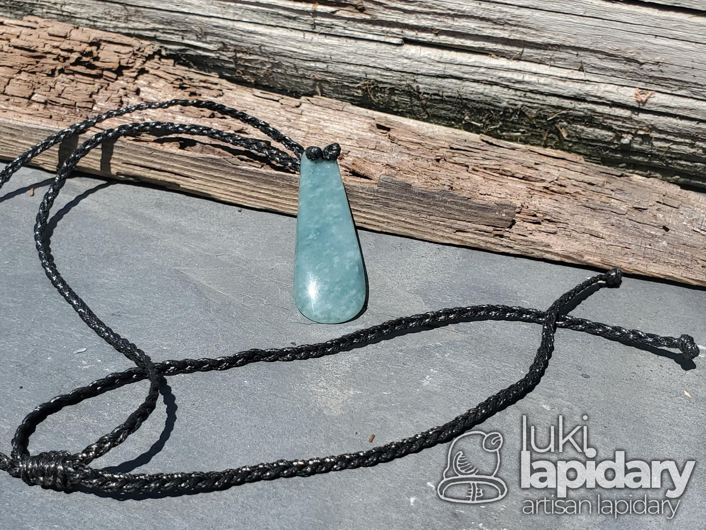 Guatemalan Princessa Jadeite >> Braided Adjustable Necklace >> Mayan Chisel