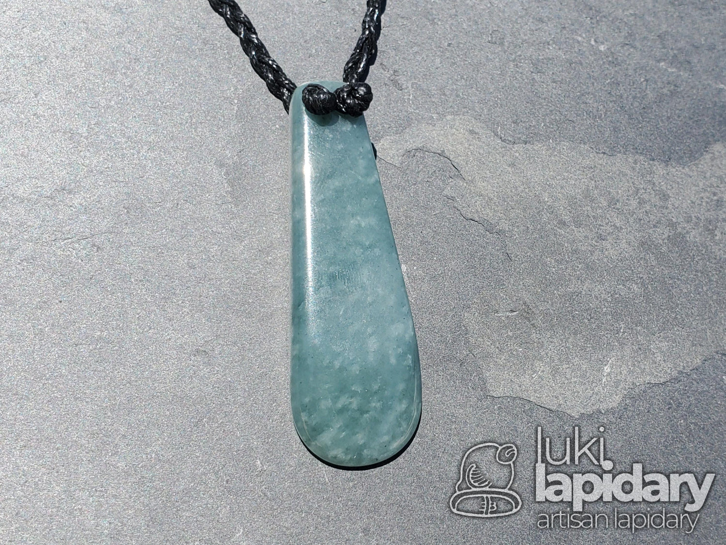 Guatemalan Princessa Jadeite >> Braided Adjustable Necklace >> Mayan Chisel