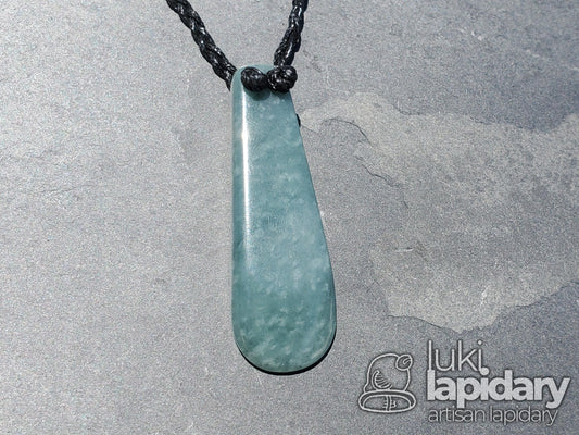 Guatemalan Princessa Jadeite >> Braided Adjustable Necklace >> Mayan Chisel