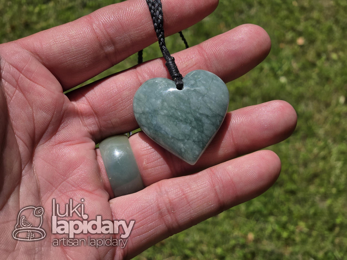 RARE!! Two-Tone Celestial / Imperial Green Jade >> Natural Guatemalan Jade >> Jade Heart >> Two-Tone Jadeite >> Adjustable Necklace