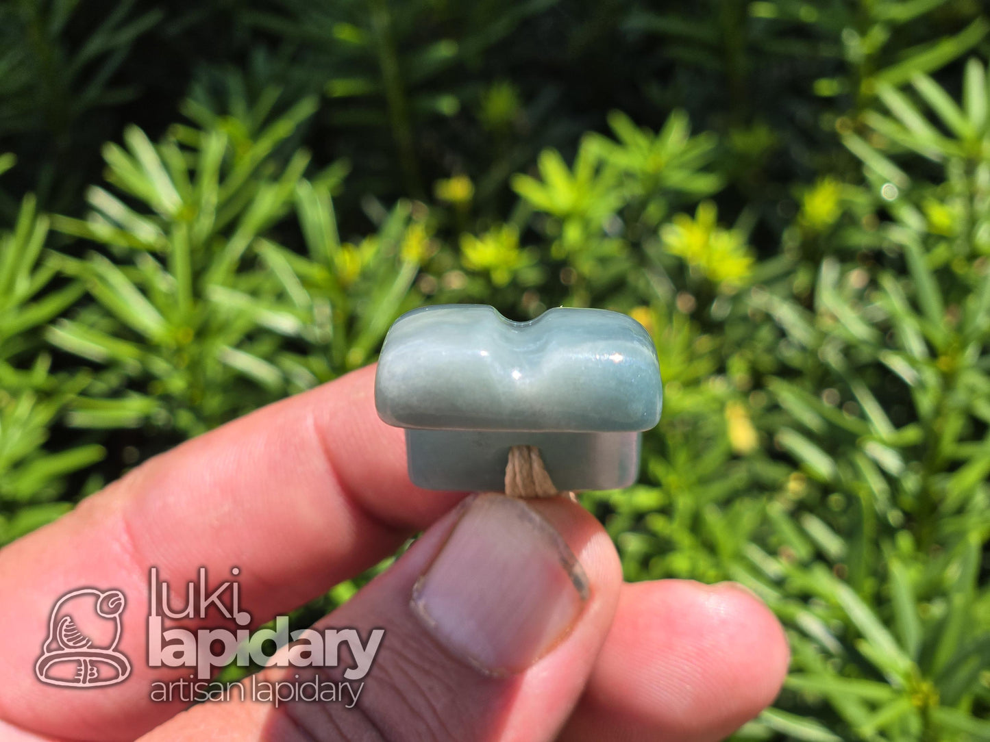 Guatemalan Blue Jadeite Freeform >> Braided Adjustable Necklace >> Mayan Jade >> Translucent Jade