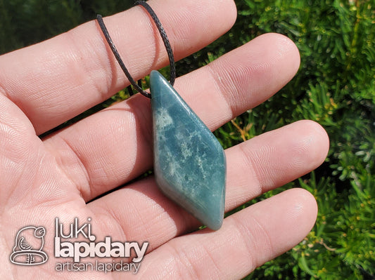 Guatemalan Blue Jadeite Diamond >> Braided Adjustable Necklace >> Mayan Jade >> Translucent Jade