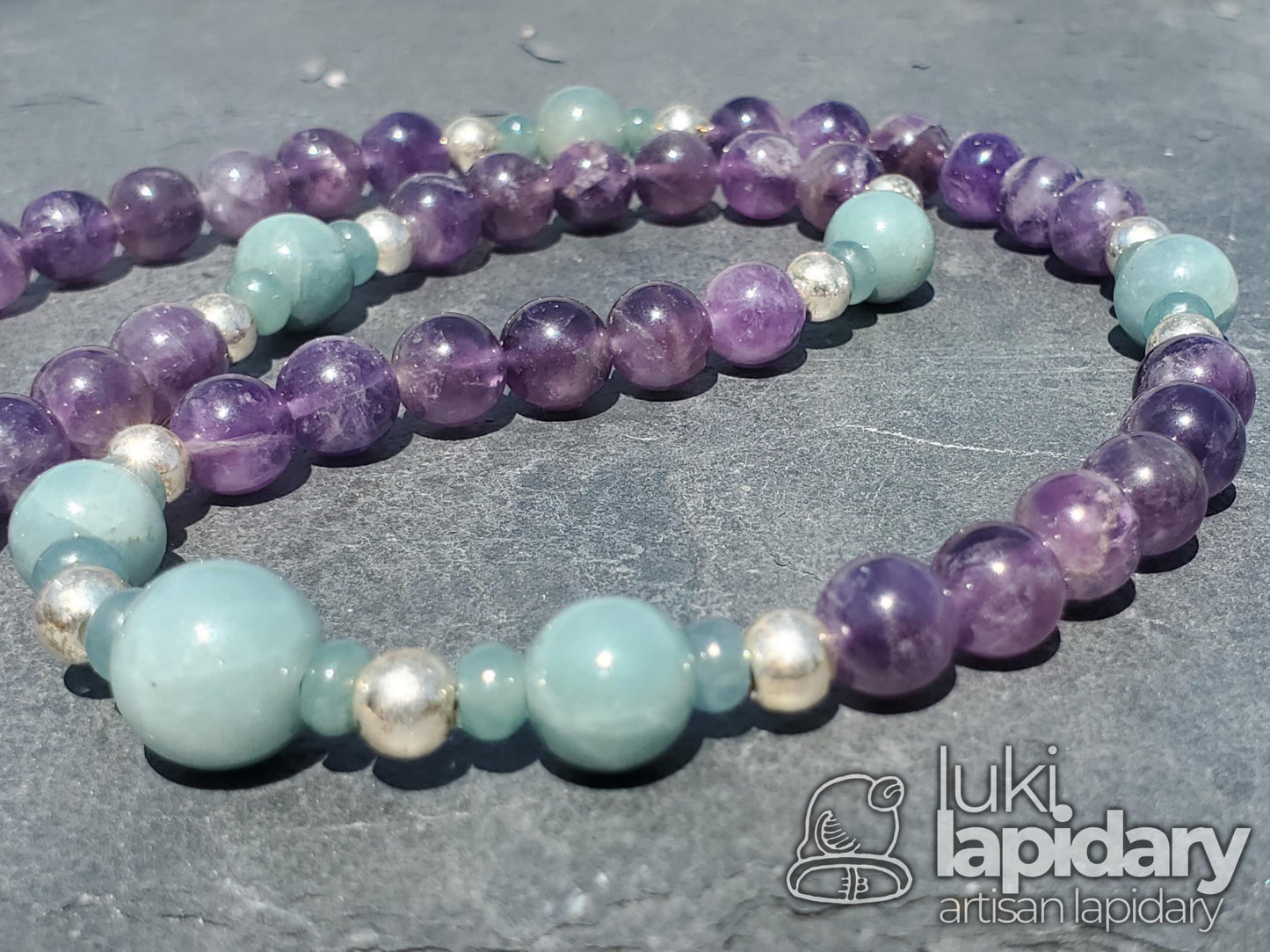 Guatemalan Princessa Jadeite Jade >> Amethyst >> .925 Sterling Silver >> Fully Beaded