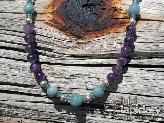Guatemalan Princessa Jadeite Jade >> Amethyst >> .925 Sterling Silver >> Fully Beaded