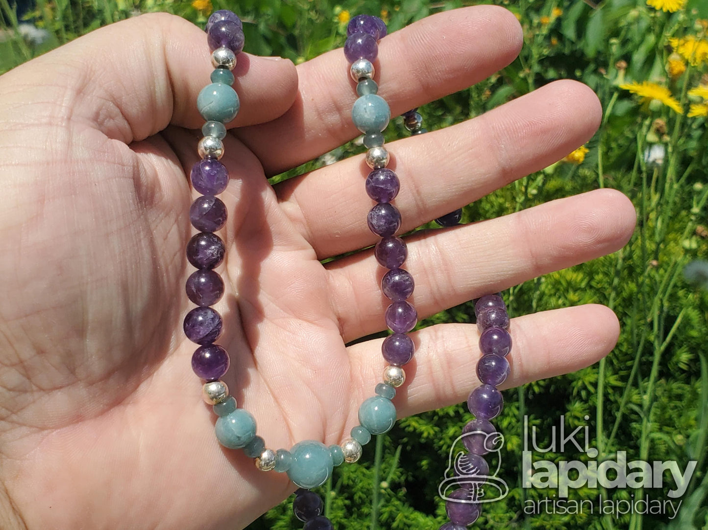 Guatemalan Princessa Jadeite Jade >> Amethyst >> .925 Sterling Silver >> Fully Beaded