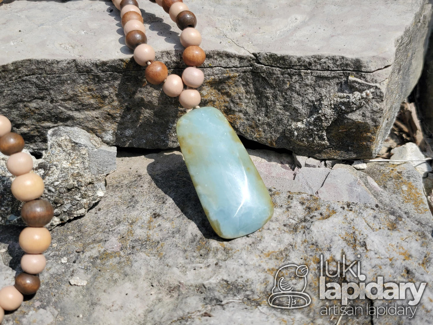 RARE!! Two-Tone Champagne Orange Jade >> Natural Guatemalan Jade >> Wood Accent Beads >> Two-Tone Jadeite