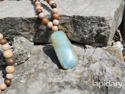 RARE!! Two-Tone Champagne Orange Jade >> Natural Guatemalan Jade >> Wood Accent Beads >> Two-Tone Jadeite