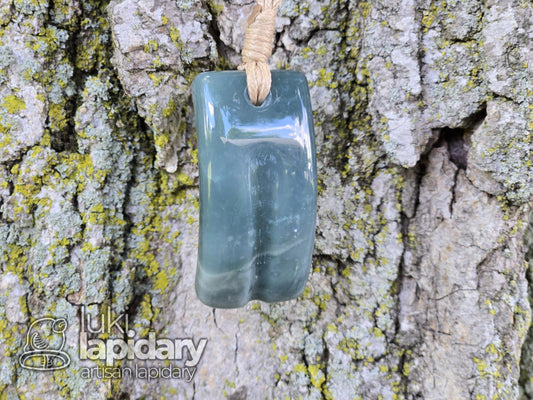 Guatemalan Blue Jadeite Freeform >> Braided Adjustable Necklace >> Mayan Jade >> Translucent Jade