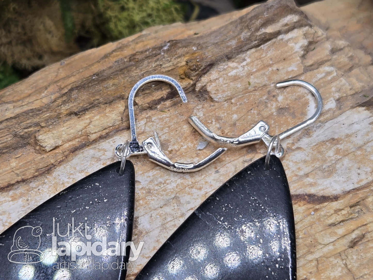 Galaxy Jadeite Earrings >> RARE Black Jadeite with Pyrite >> Guatemalan Jadeite Jade >> .925 Sterling Silver >> Natural Jadeite Jade