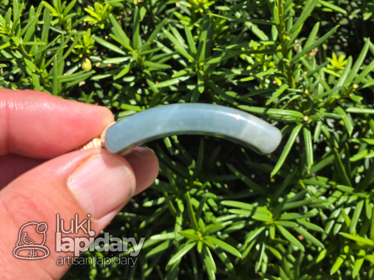 Guatemalan Blue Jadeite Freeform >> Braided Adjustable Necklace >> Mayan Jade >> Translucent Jade