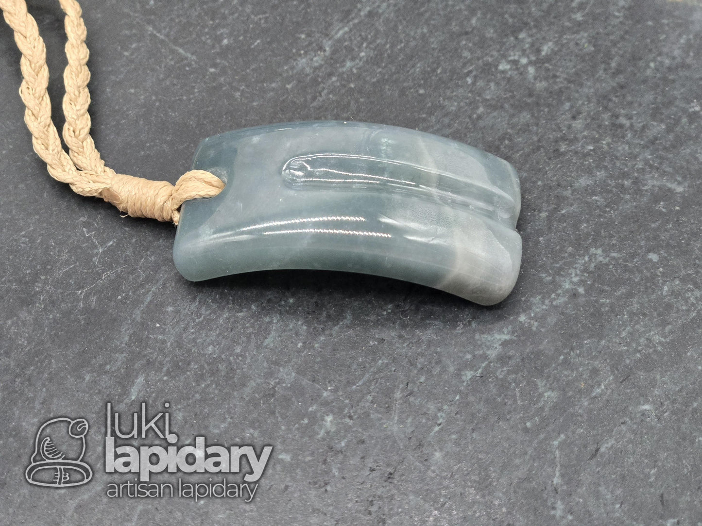 Guatemalan Blue Jadeite Freeform >> Braided Adjustable Necklace >> Mayan Jade >> Translucent Jade