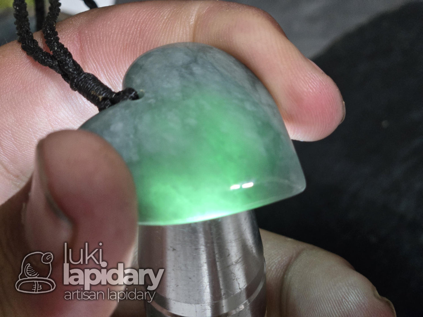 RARE!! Two-Tone Celestial / Imperial Green Jade >> Natural Guatemalan Jade >> Jade Heart >> Two-Tone Jadeite >> Adjustable Necklace