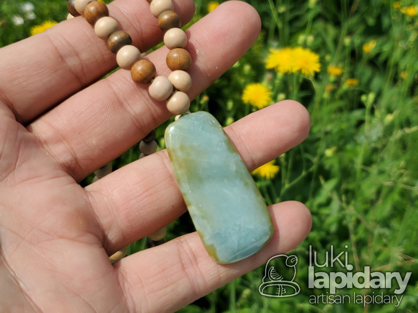 RARE!! Two-Tone Champagne Orange Jade >> Natural Guatemalan Jade >> Wood Accent Beads >> Two-Tone Jadeite