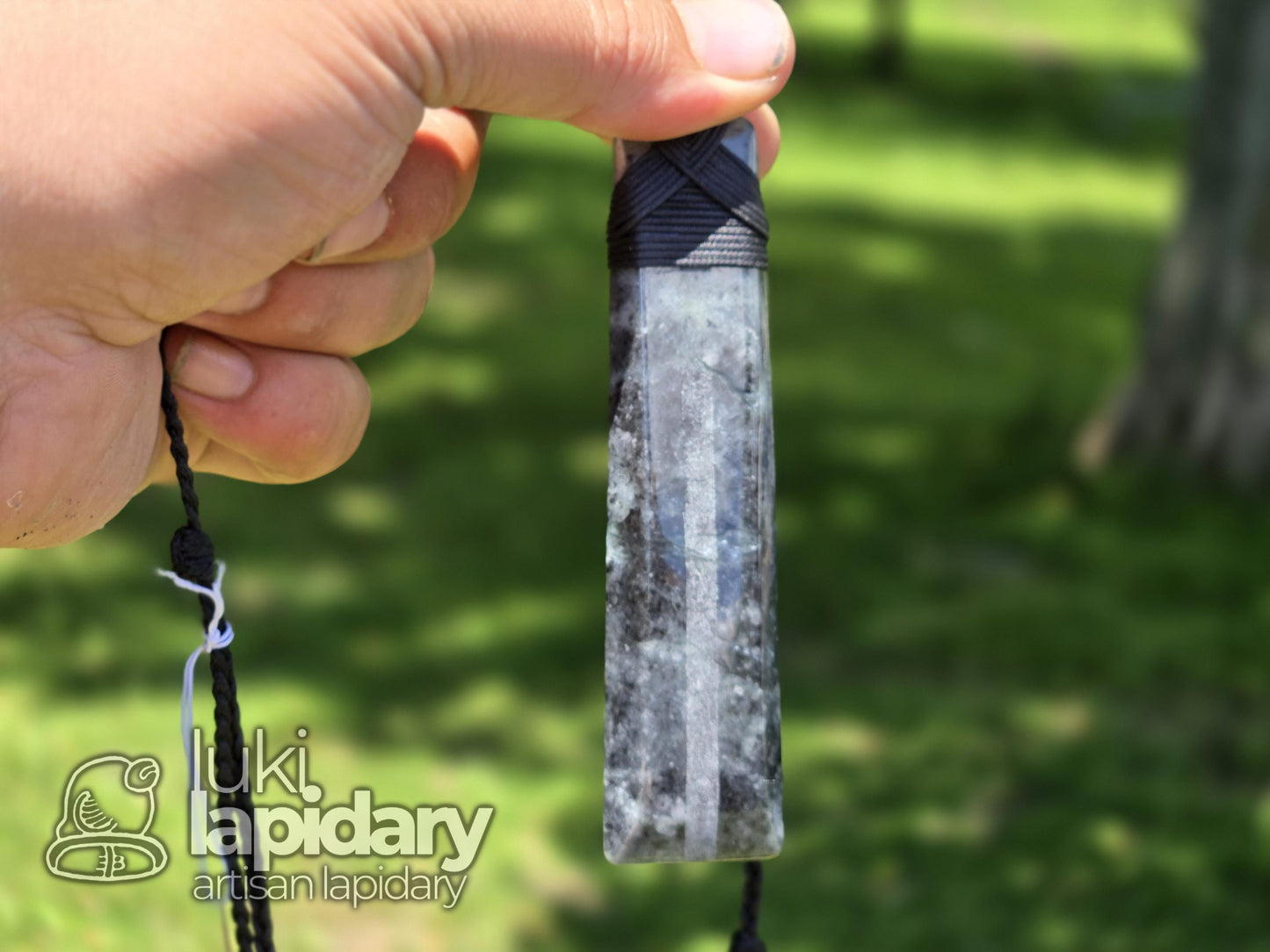 RARE!! Mottled Black Jadeite Jade >> Natural Guatemalan Jade >> Māori Style Wrap >> Black Jadeite >> Adjustable Necklace >> Toki