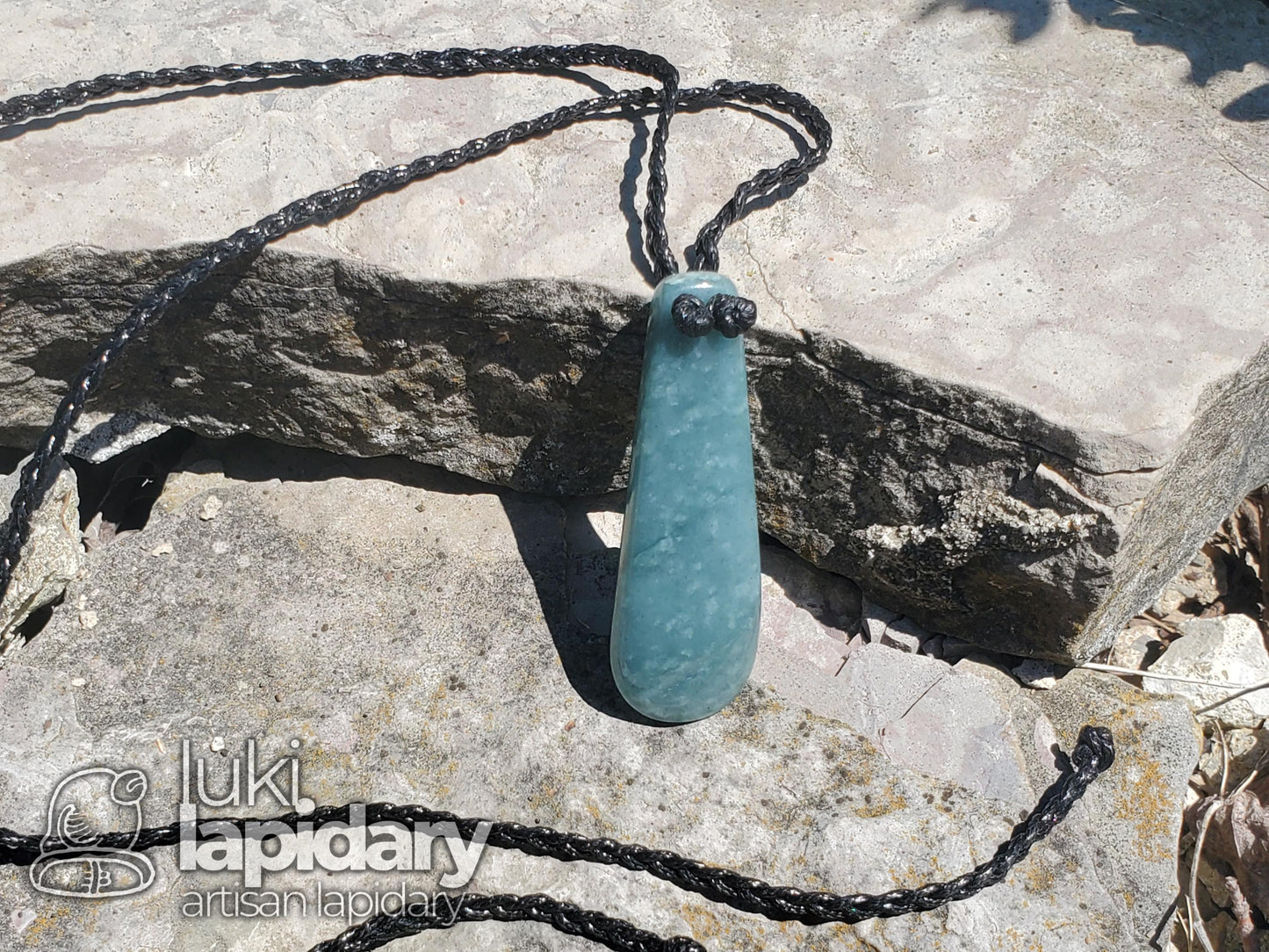 Guatemalan Princessa Jadeite >> Braided Adjustable Necklace >> Mayan Chisel