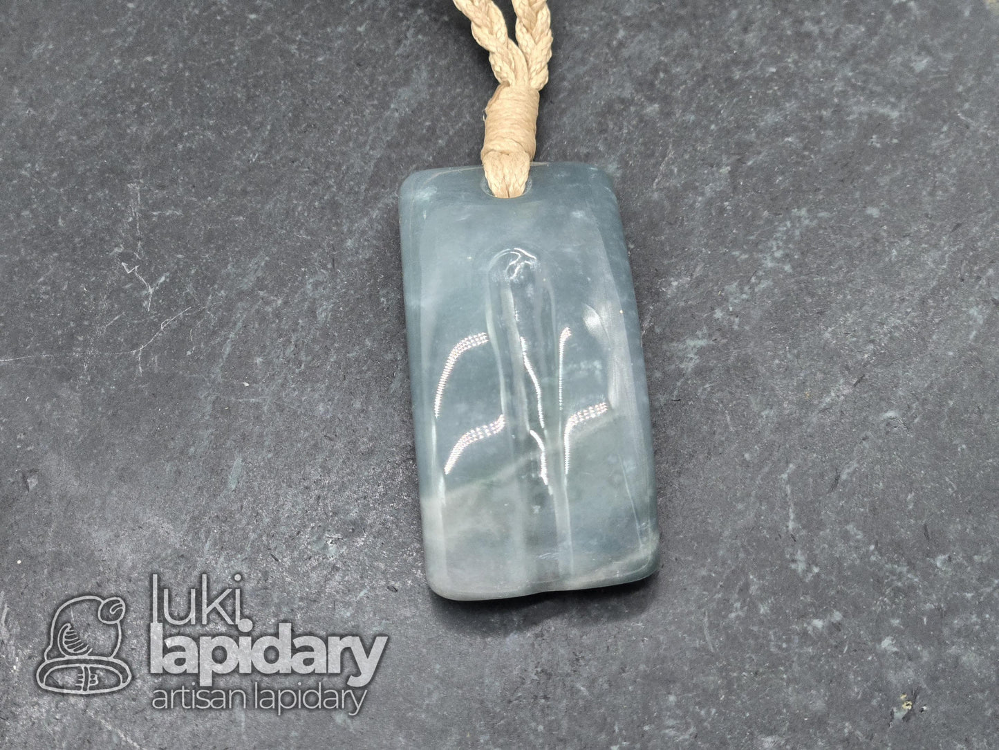 Guatemalan Blue Jadeite Freeform >> Braided Adjustable Necklace >> Mayan Jade >> Translucent Jade
