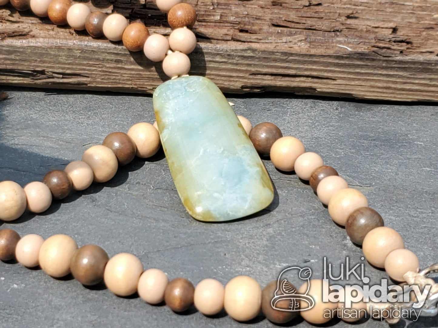 RARE!! Two-Tone Champagne Orange Jade >> Natural Guatemalan Jade >> Wood Accent Beads >> Two-Tone Jadeite