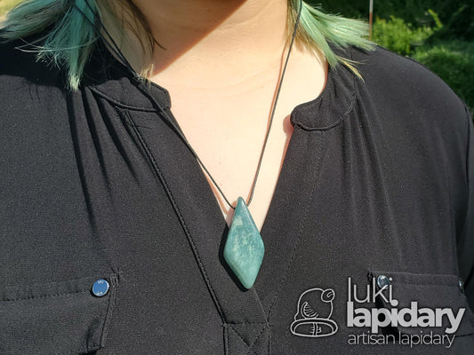 Guatemalan Blue Jadeite Diamond >> Braided Adjustable Necklace >> Mayan Jade >> Translucent Jade
