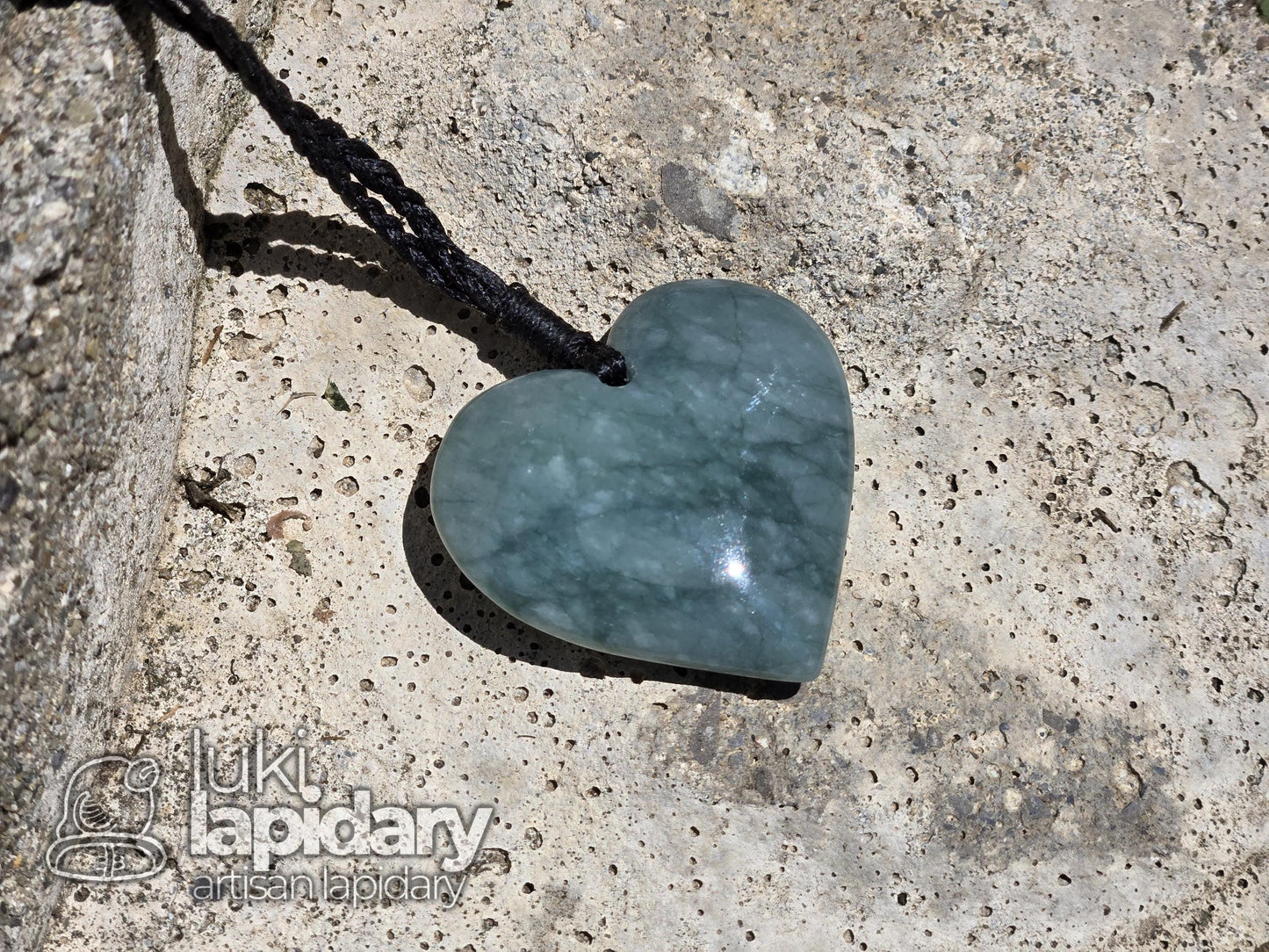 RARE!! Two-Tone Celestial / Imperial Green Jade >> Natural Guatemalan Jade >> Jade Heart >> Two-Tone Jadeite >> Adjustable Necklace