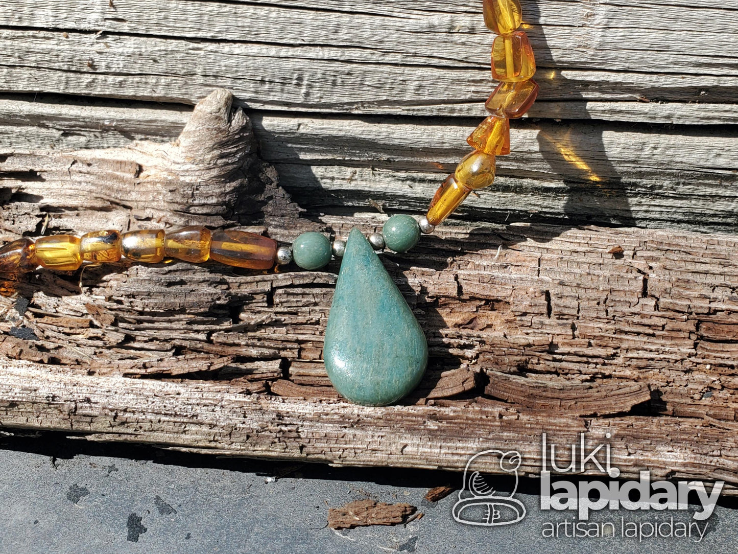 RARE >> Baltic Amber / Jadeite Jade >> Guatemalan Jadeite >> .925 Sterling Silver >> Full Bead Pendant